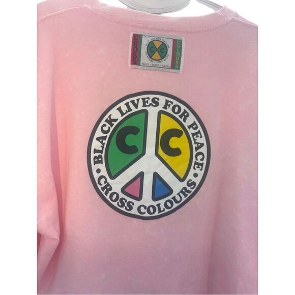 New with tags Cross Colours Pink Long Sleeve Crop Top Black Lives Matter new wit - Picture 3 of 11